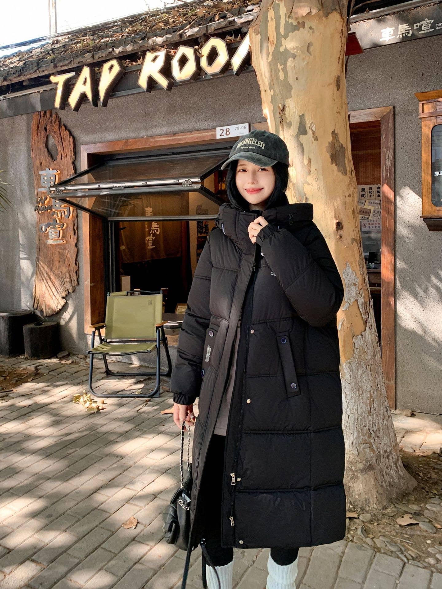 Long hooded and thickened warm padded jacket