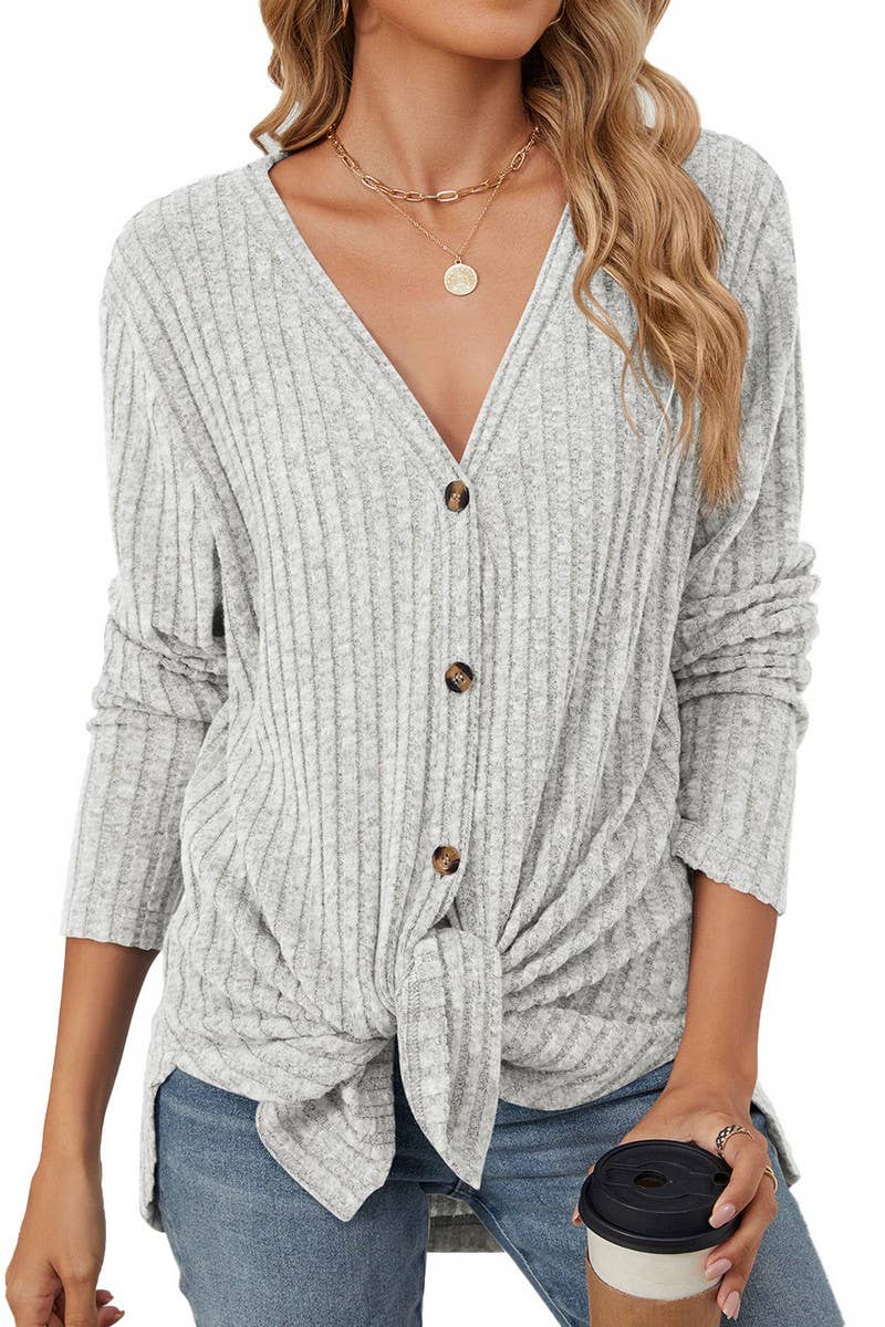 CWOCAL00864_SOLID BUTTON LONG SLEEVE CASUAL CARDIGAN