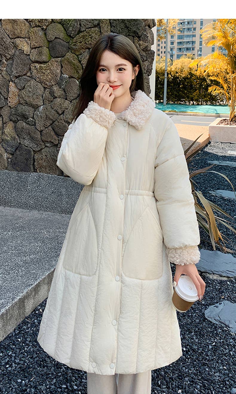 Long single breasted cotton-padded jacket