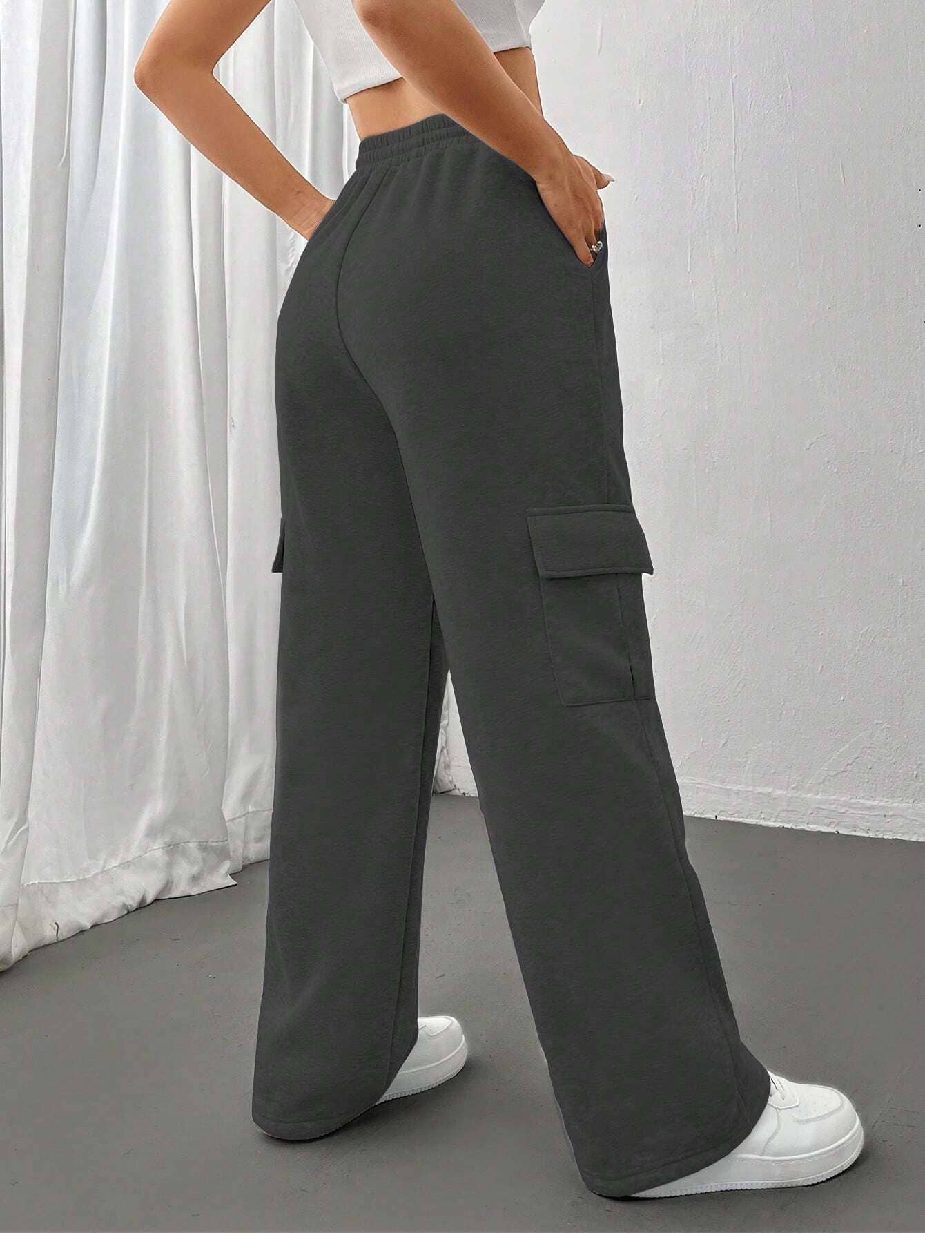 STRAIGHT-LEG HIGH-WAISTED SOLID-COLOR SWEATPANTS