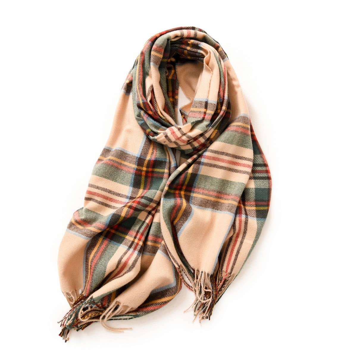 Plaid Winter Scarf for Women with Tassels, Warm_CWASC0186