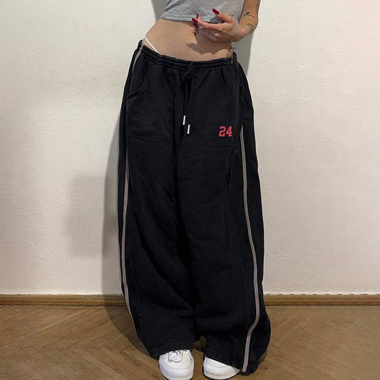 SPORTS LOOSE LACE-UP ELASTIC-WAIST CASUAL PANTS