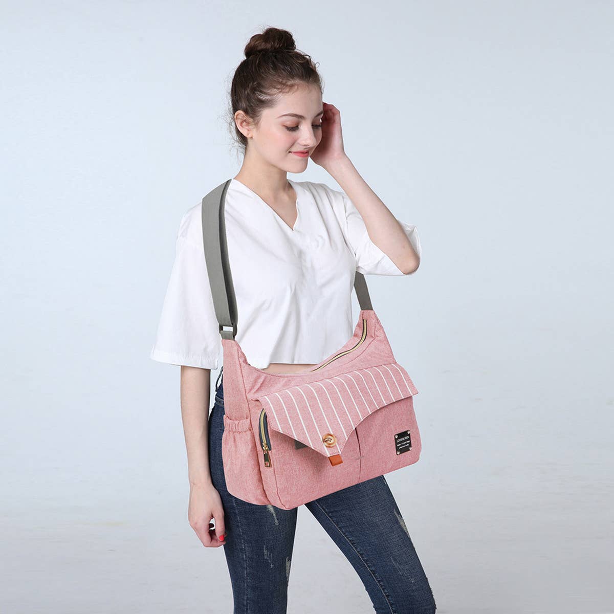 STRIPED FOLDING BED MOTHER AND BABY BAG_CWAB2242