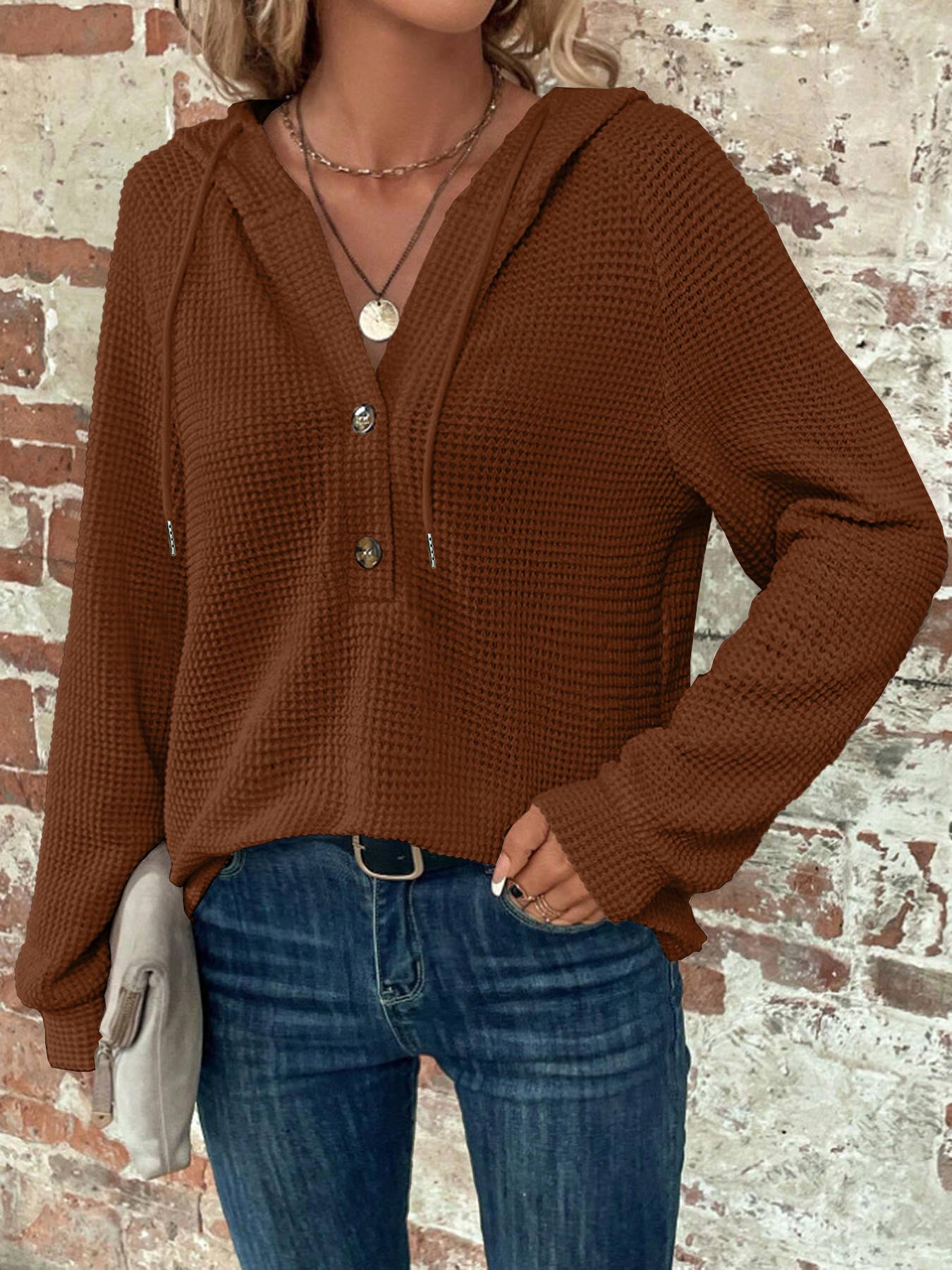 Solid-color hooded loose long-sleeved sweatshirt_CWOHOL1143