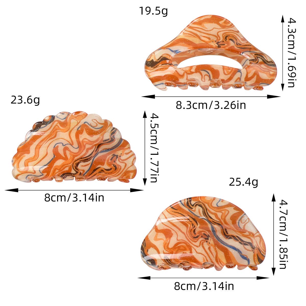 Oil paint-style acrylic gripper hair clips