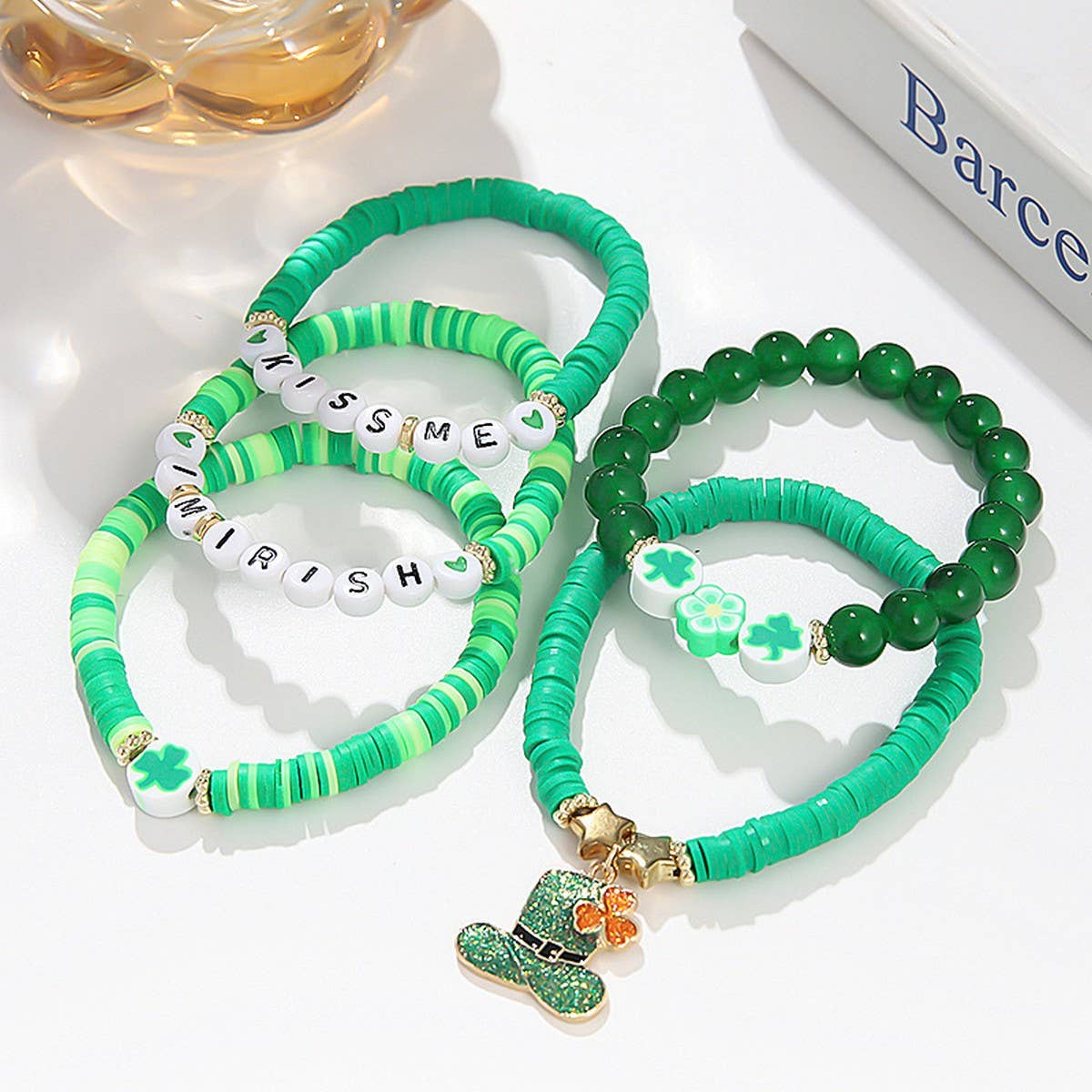 ST. PATRICK'S DAY LUCKY CLOVER CHARM BRACELET SET_CWMM3507