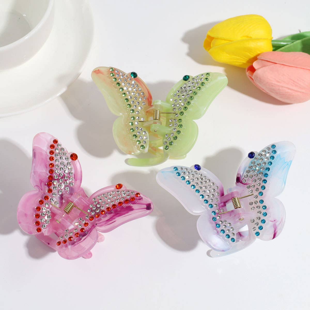 Elegant Butterfly Hair Claw, Gradient Rhinestone