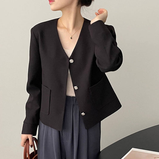 Small fragrance collarless suit jacket