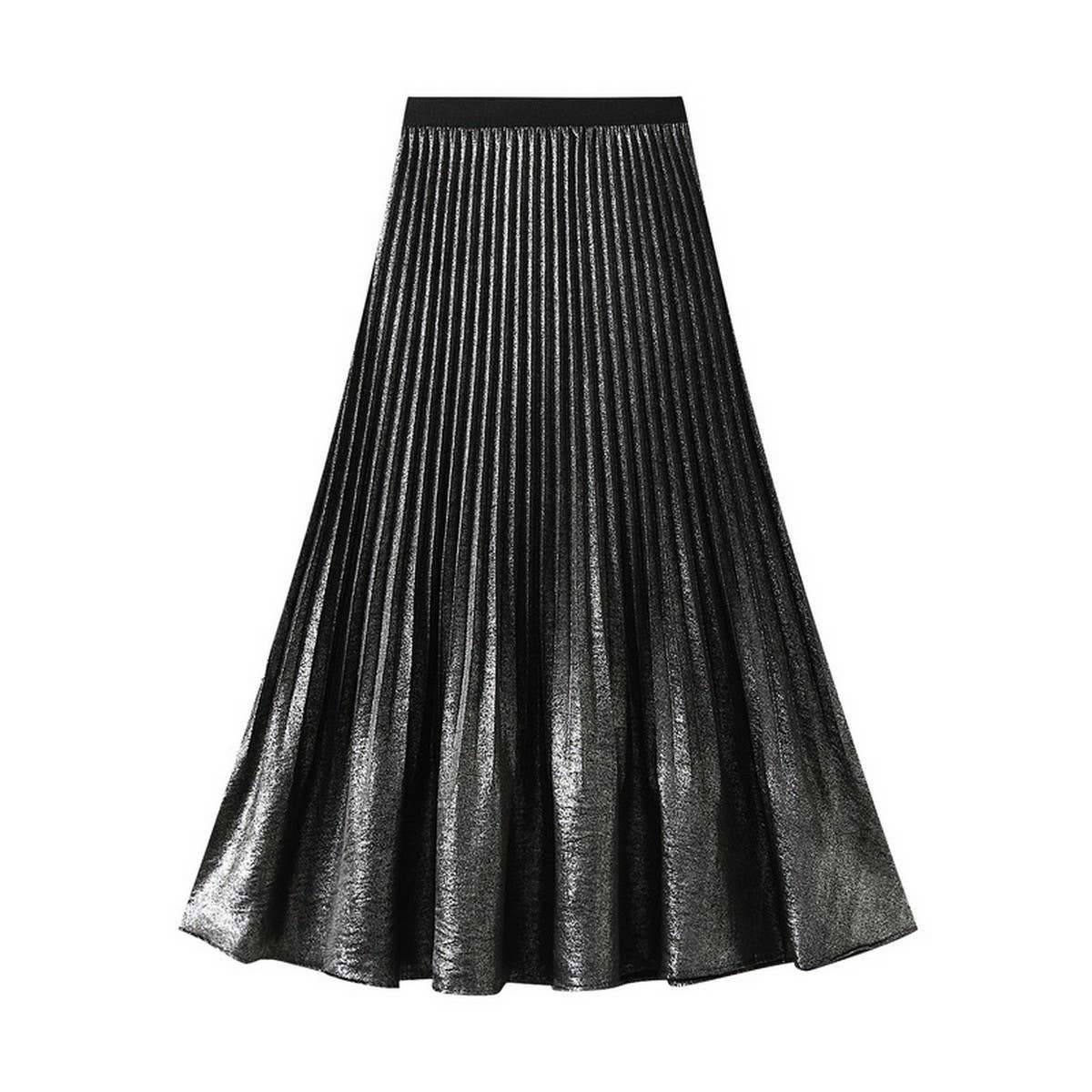 Pleated High-Waist Midi Skirt with Fishtail Design_CWBMS0342
