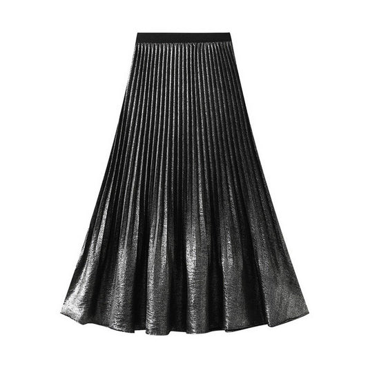 Pleated High-Waist Midi Skirt with Fishtail Design_CWBMS0342