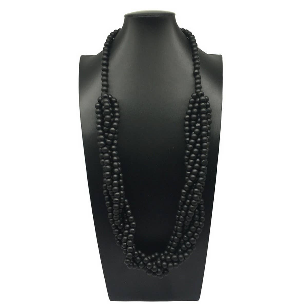 VINTAGE HAND-WOVEN LOG BEAD LONG NECKLACE