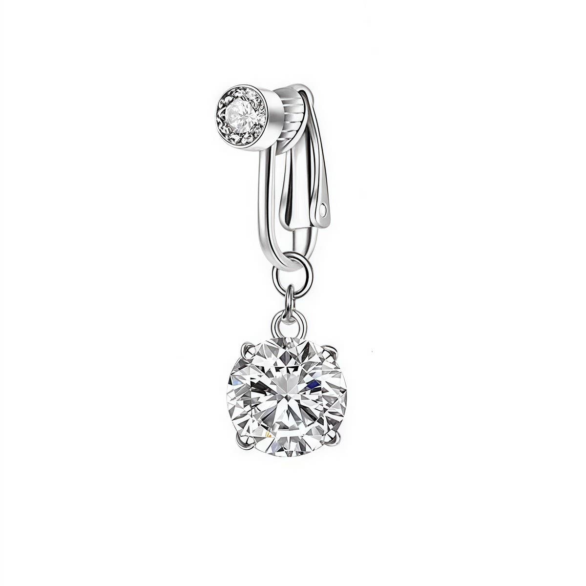 No-Piercing Navel Clip Ring with Moon&Heart Charm＿CWMM9227