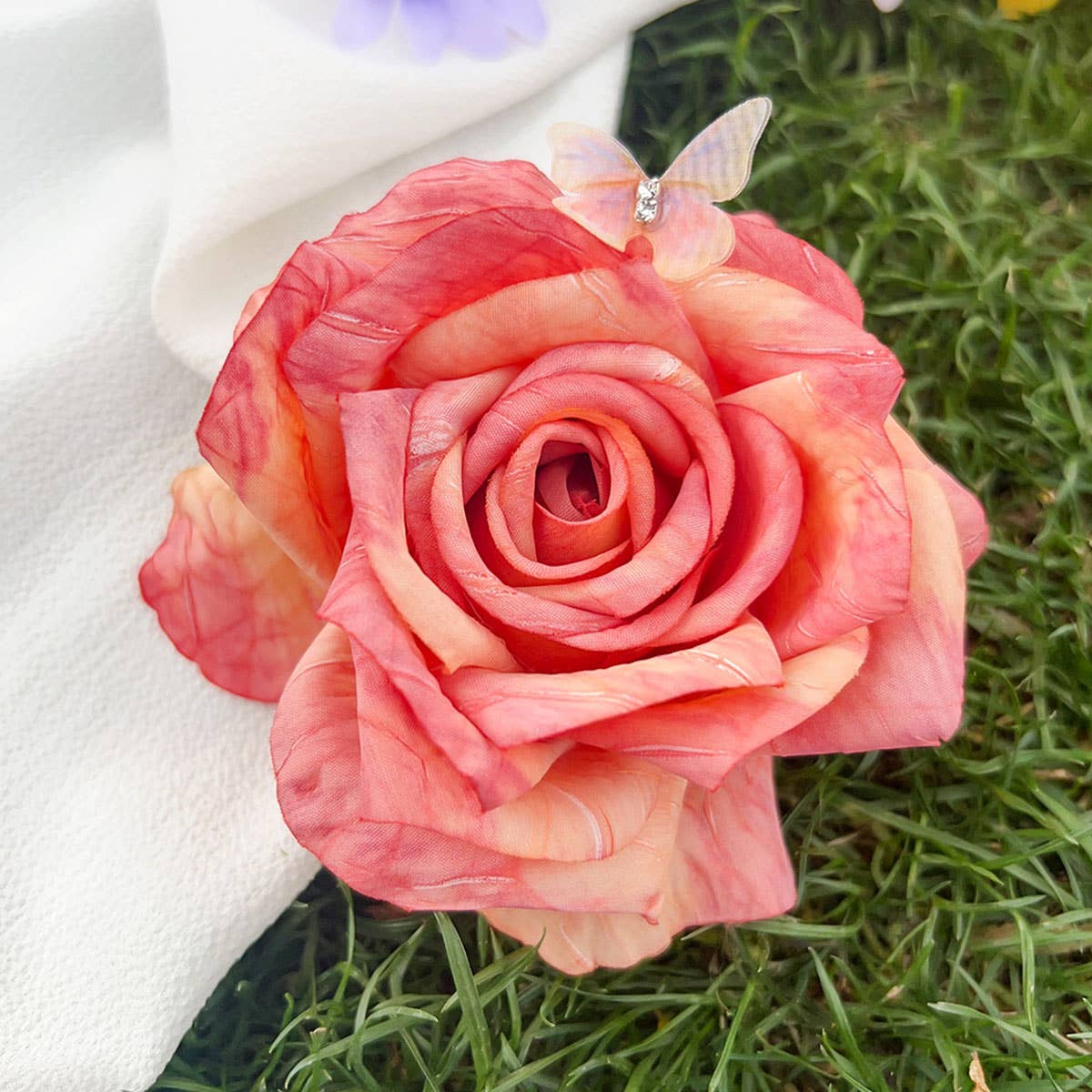 Romantic elegant butterfly plastic rose hairpin