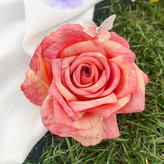 Romantic elegant butterfly plastic rose hairpin