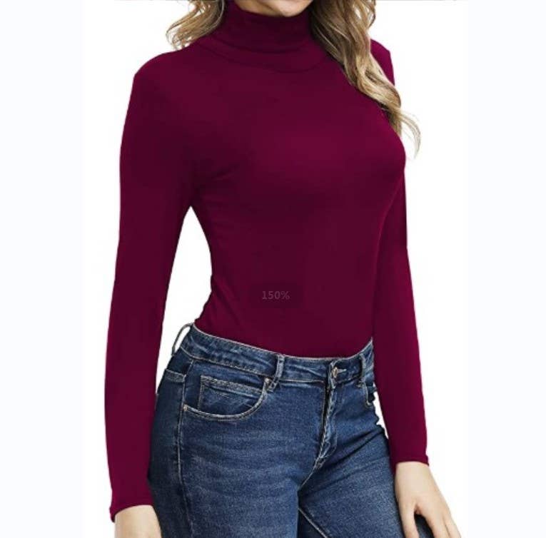 Casual turtleneck top T-shirt base_cwtbll1770