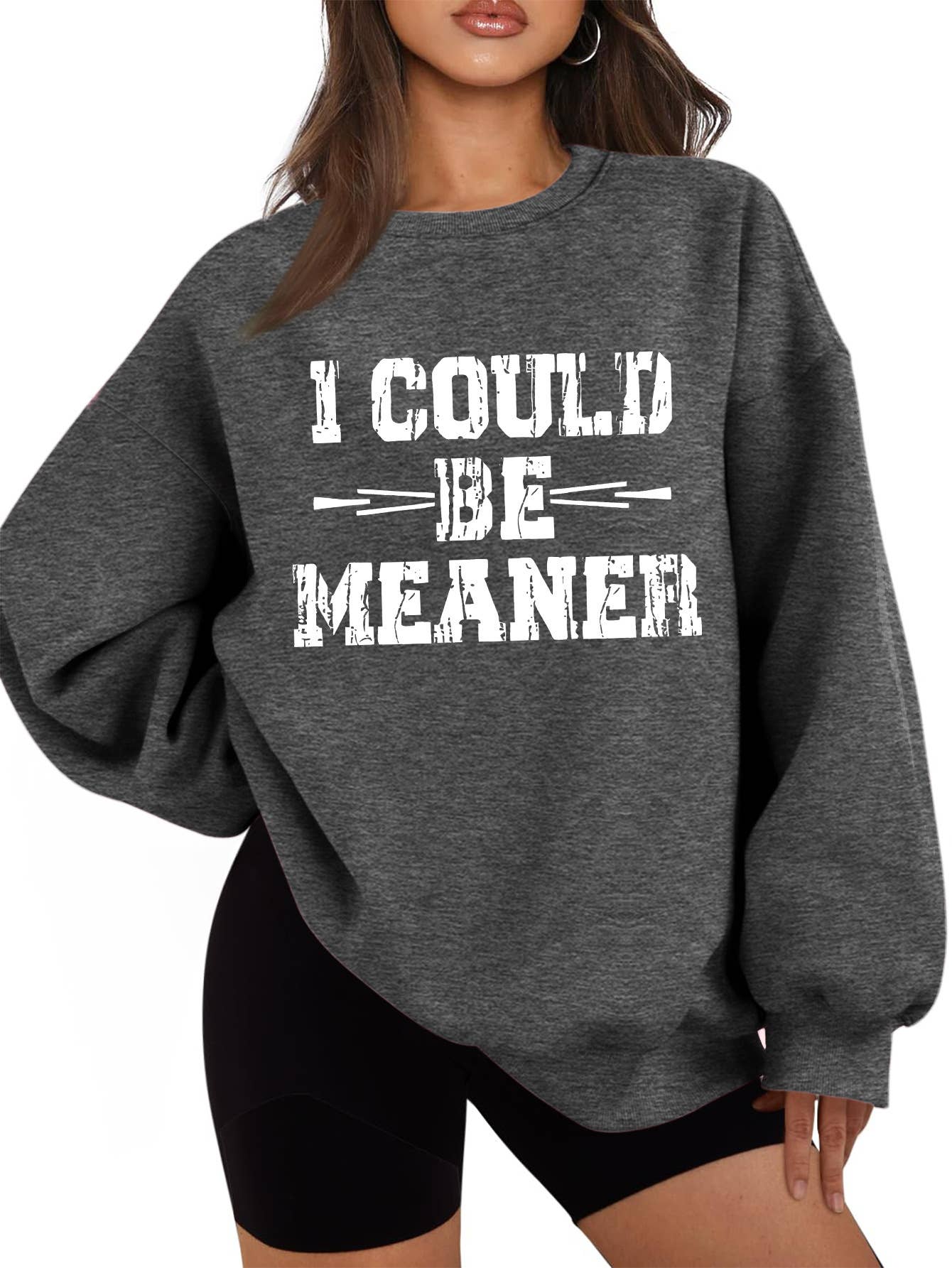 I could be meaner printed thickened warm hoodie