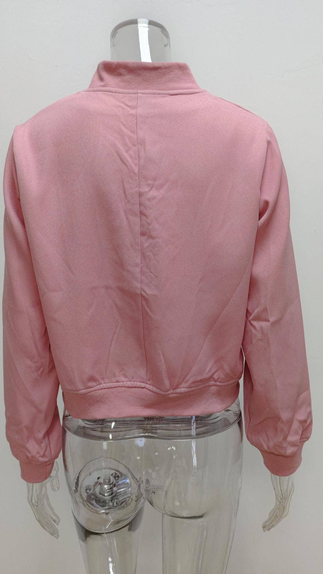 Round-neck single-breasted long-sleeved jacket