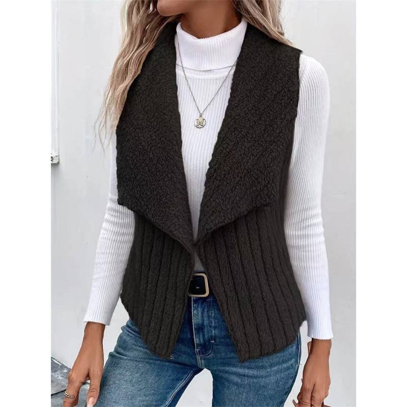 FASHION CASUAL SIMPLE SOLID COLOR SLEEVELESS VEST