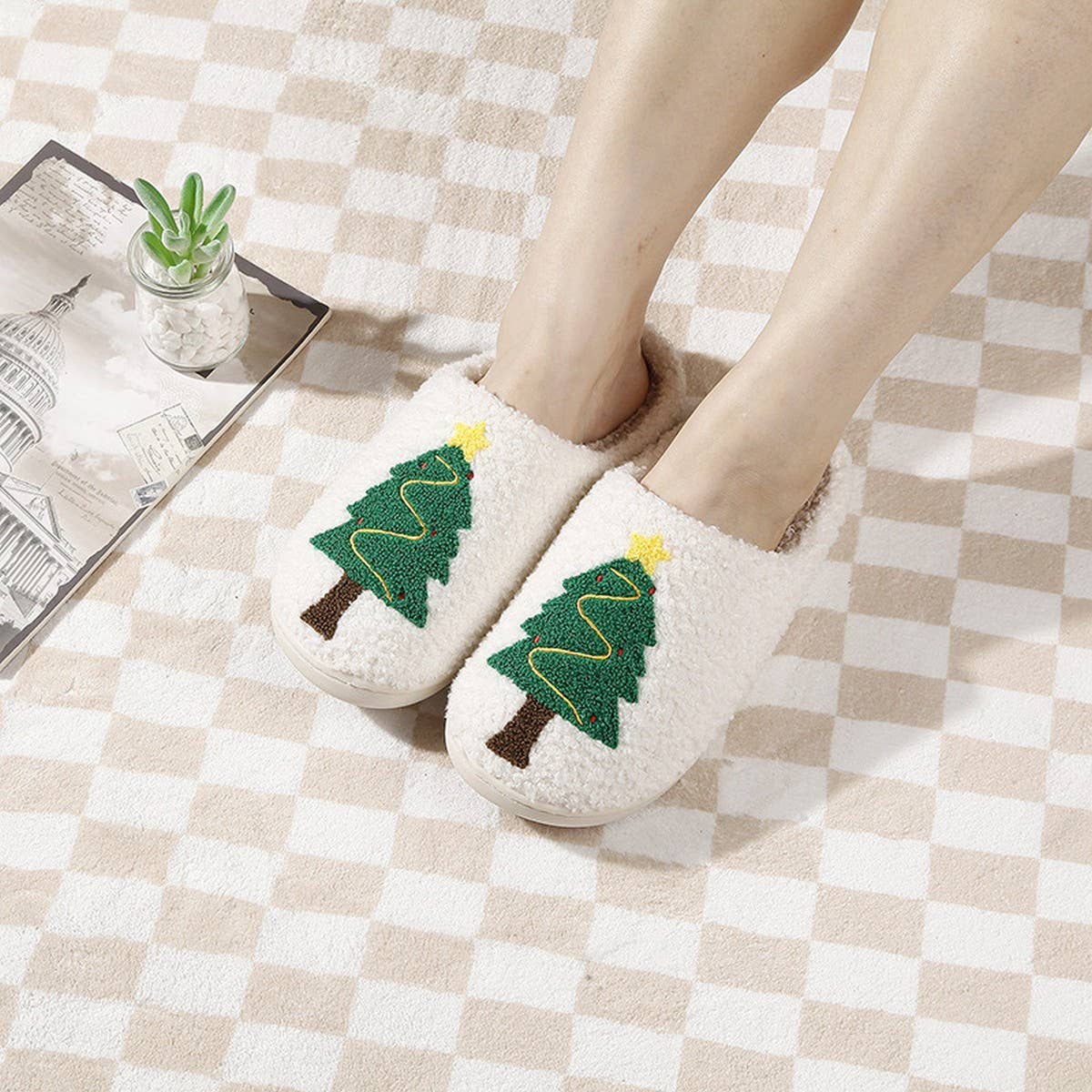 CHRISTMAS TREE WARMTH WINTER COTTON SLIPPERS