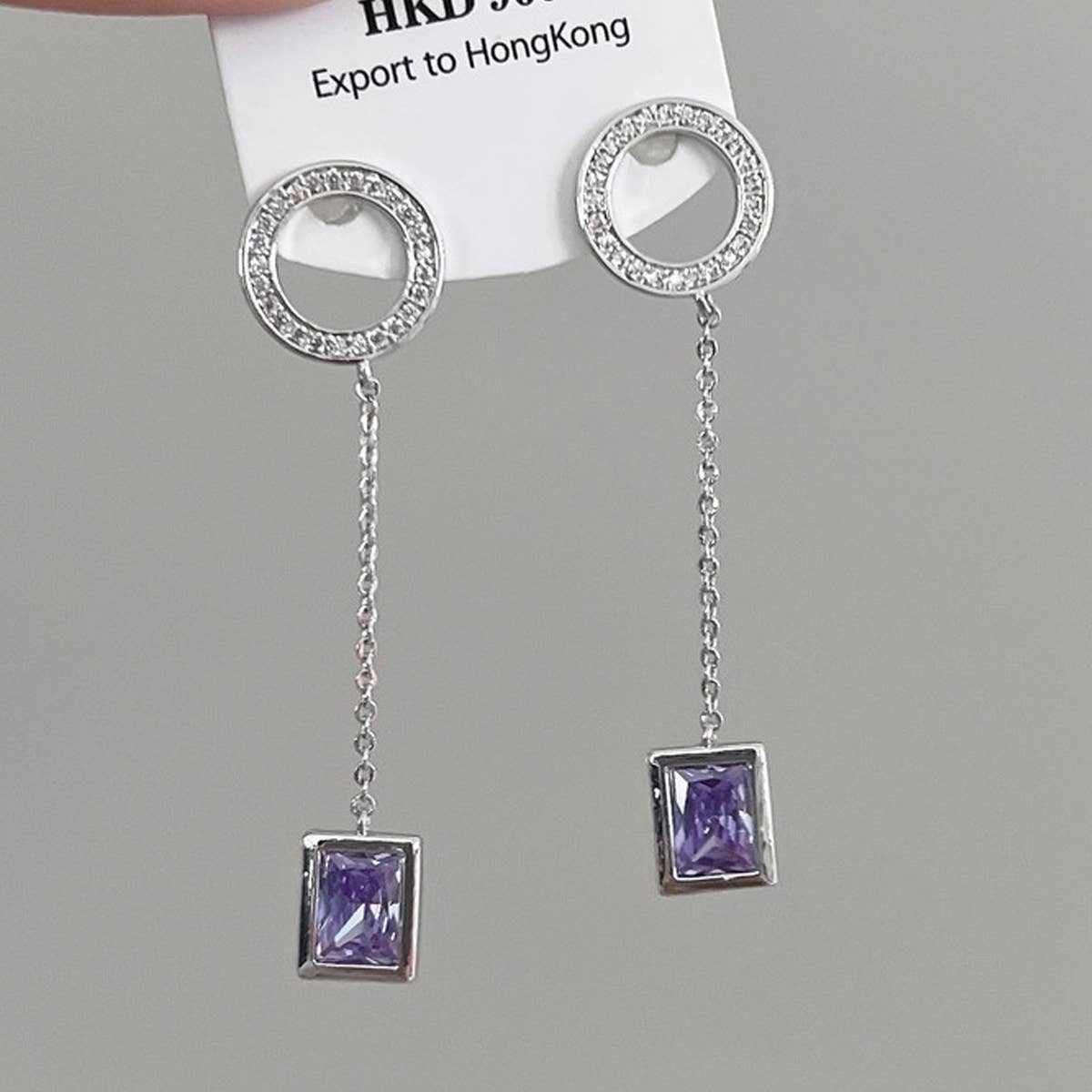 LIGHT LUXURY GEOMETRIC RING SQUARE STUD EARRINGS