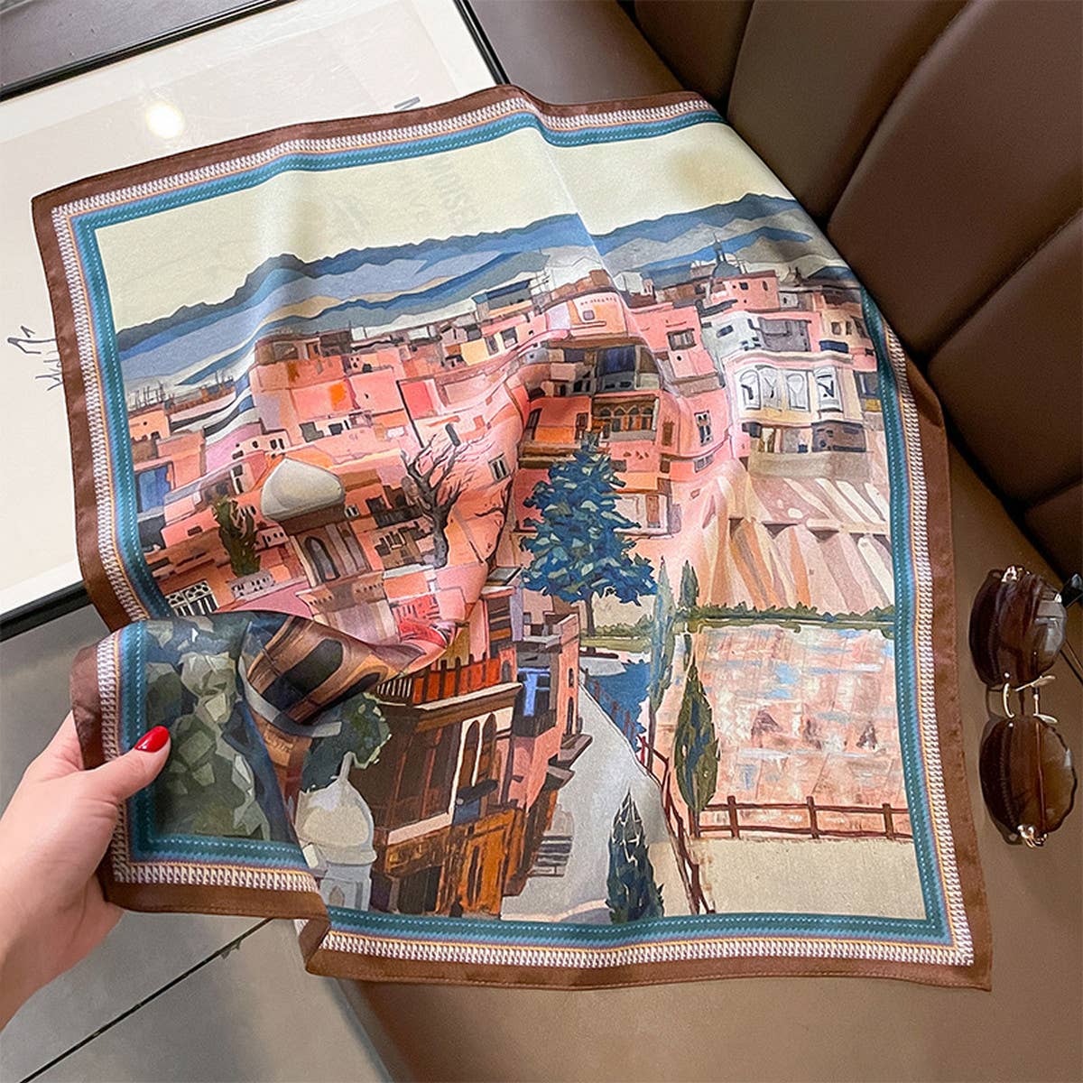 Silk Square Scarf - Spring Oil Painting Print Wrap