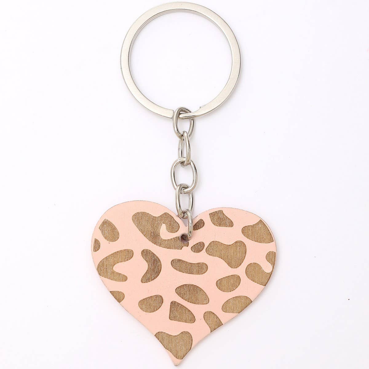 HEART SHAPED WOODEN KEYCHAIN PENDANT