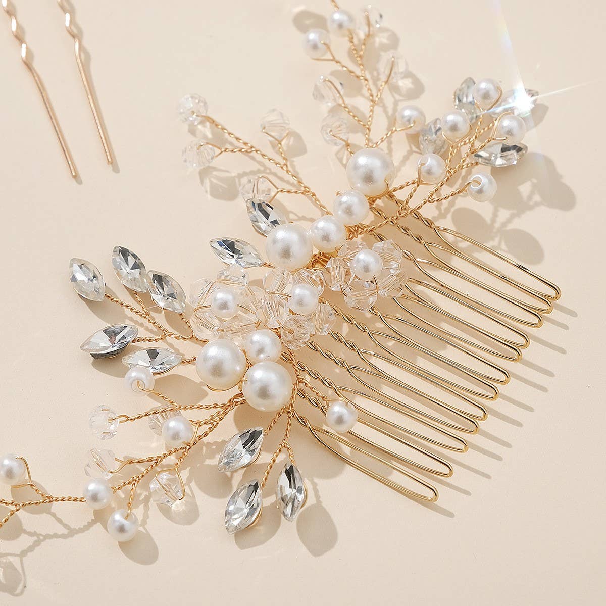 RHINESTONE PEARL BRIDAL HAIR ACCESSORIES SET