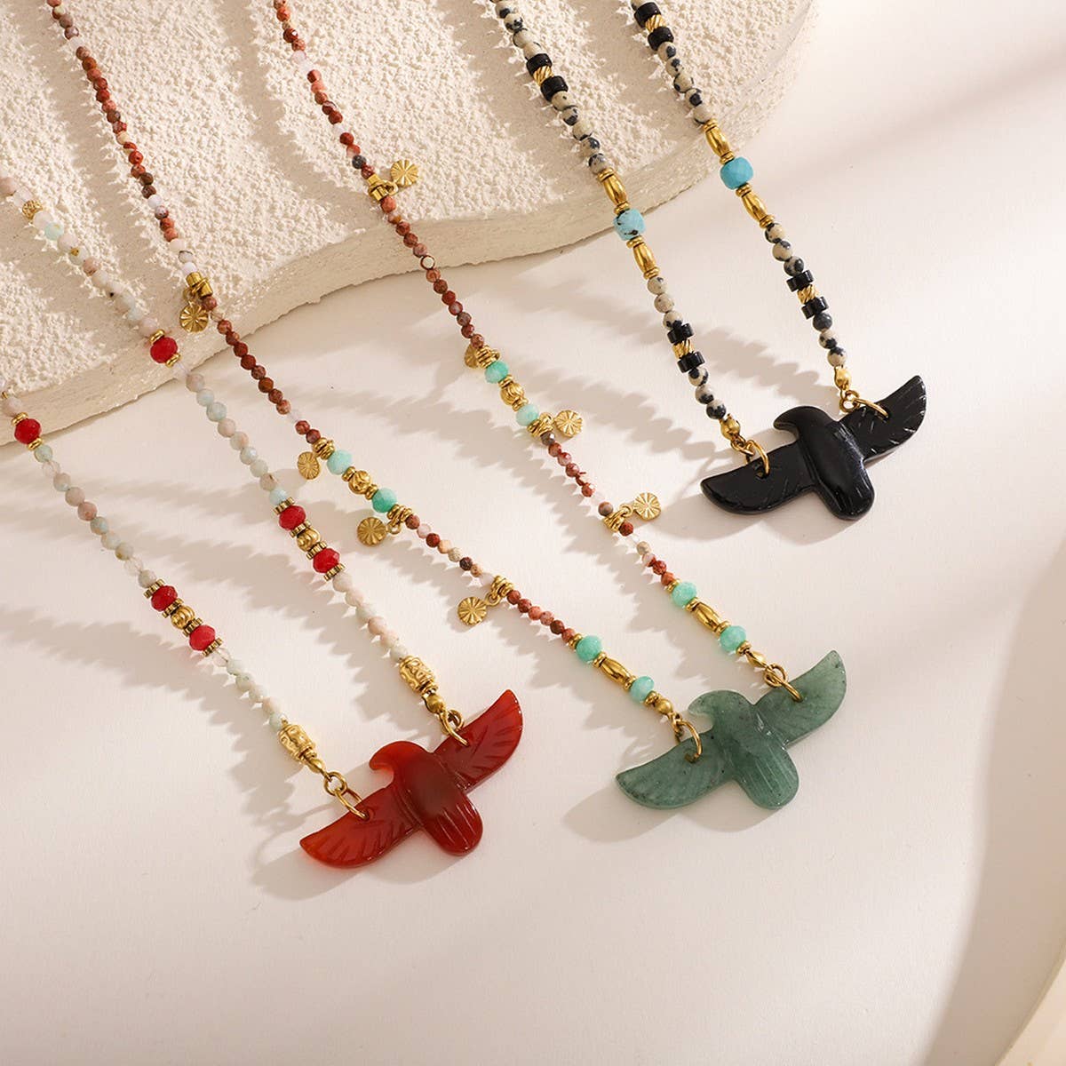 High-End Eagle Beaded Natural Stone Necklace