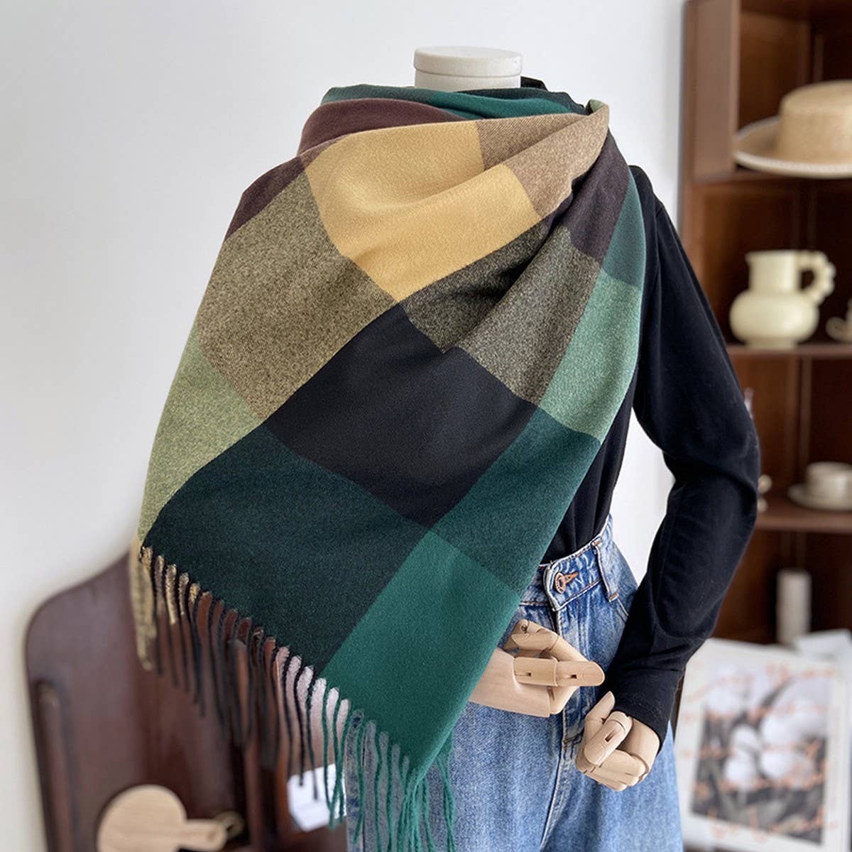 Warm Plaid Scarf Shawl for Women--Soft Winter Wrap