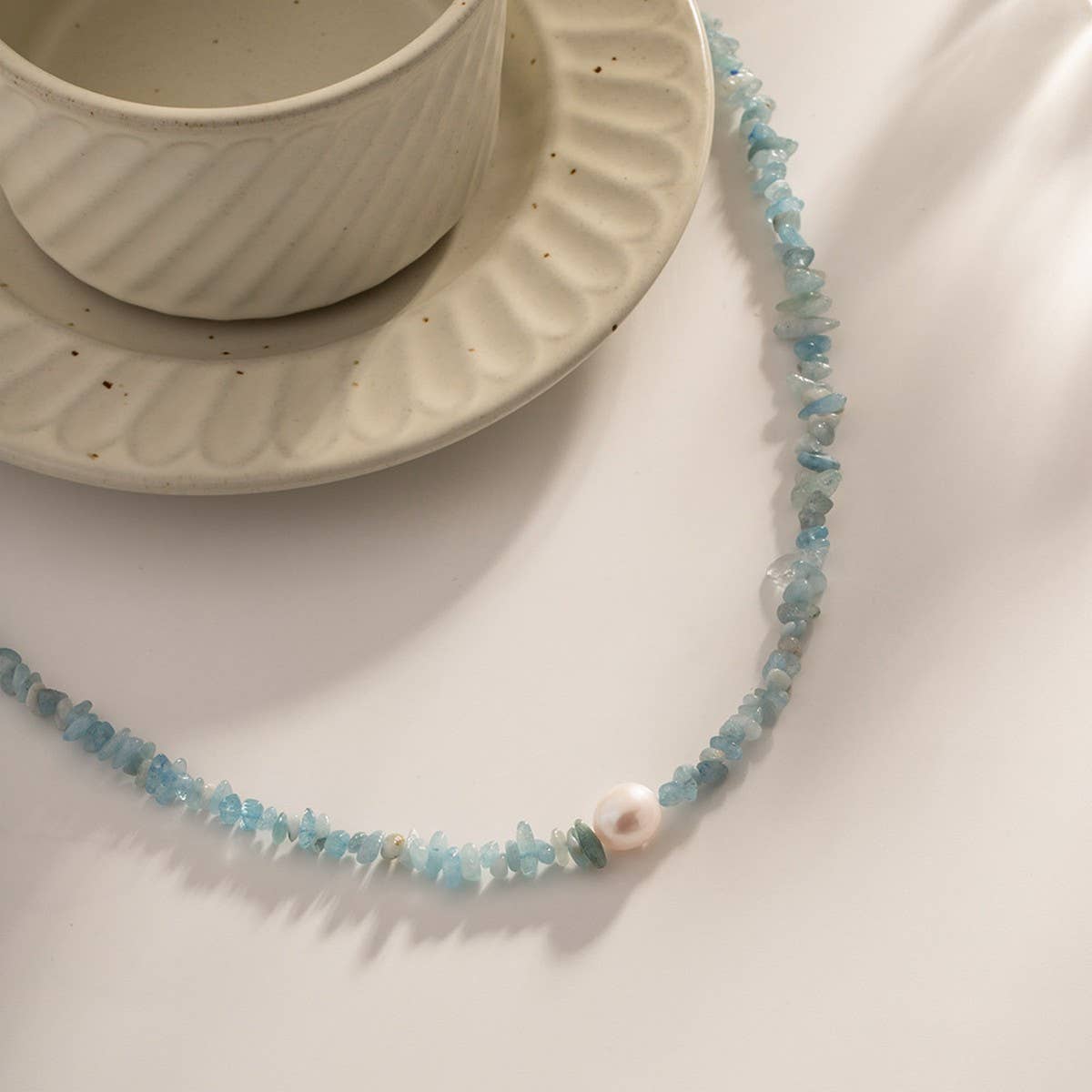 NAVY BLUE MULTIFUNCTIONAL GRAVEL PEARL NECKLACE