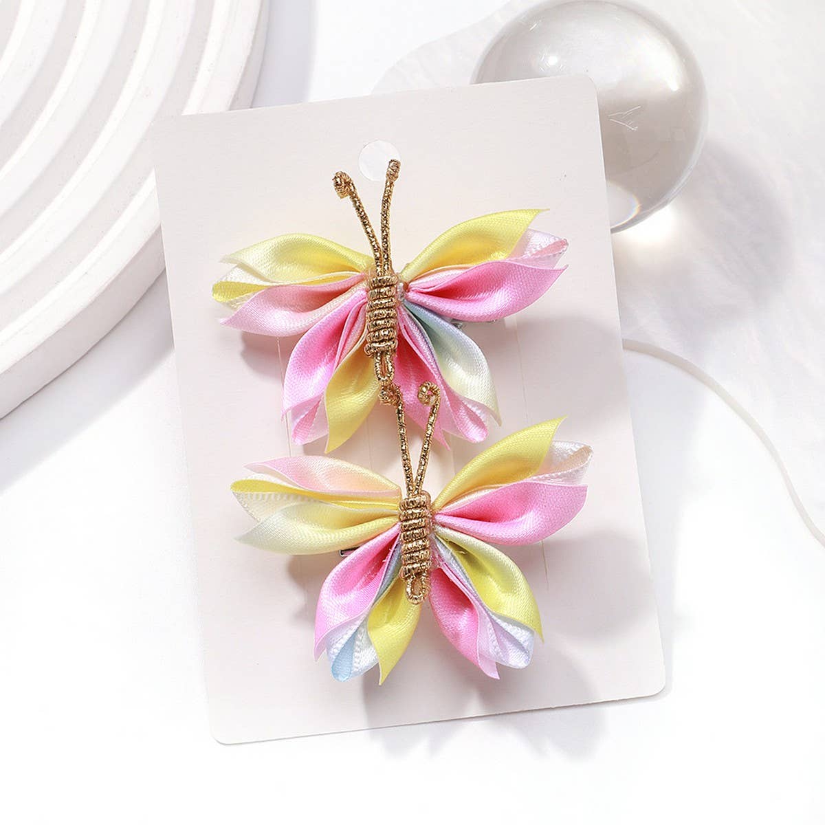 Sheer Gradient Butterfly Hair Clip Set for Girls