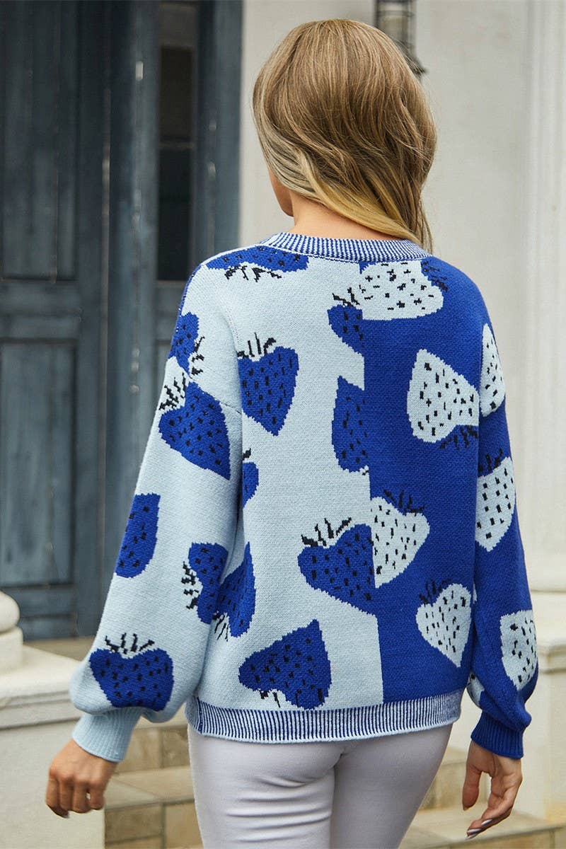 CWOSWL1660_Button Down Sleeve  V-Neck Cardigan Sweater