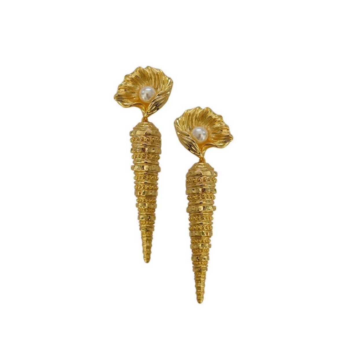 Design Ocean Series Pearl Shell Snail Earrings