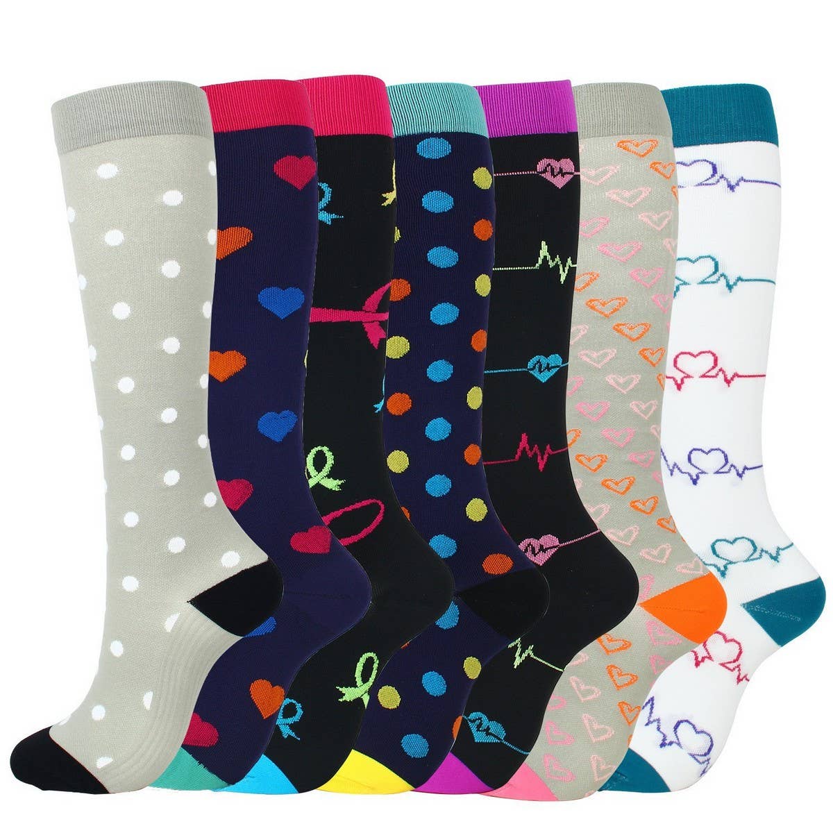 PATTERNED SPORTS LONG COMPRESSION SOCKS SET_CWMS1880