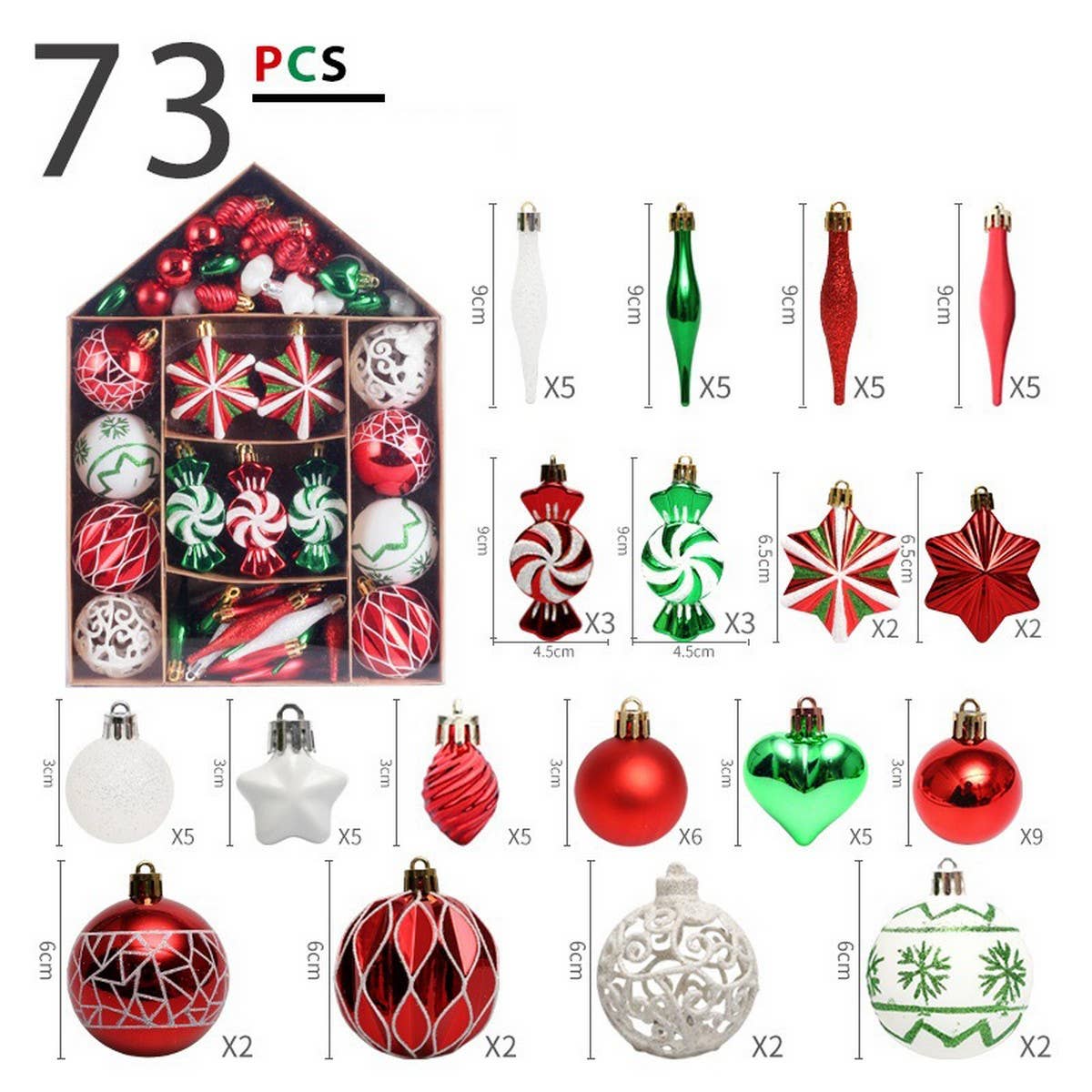 Christmas Ball Set with Painted House Design_CWMM9885