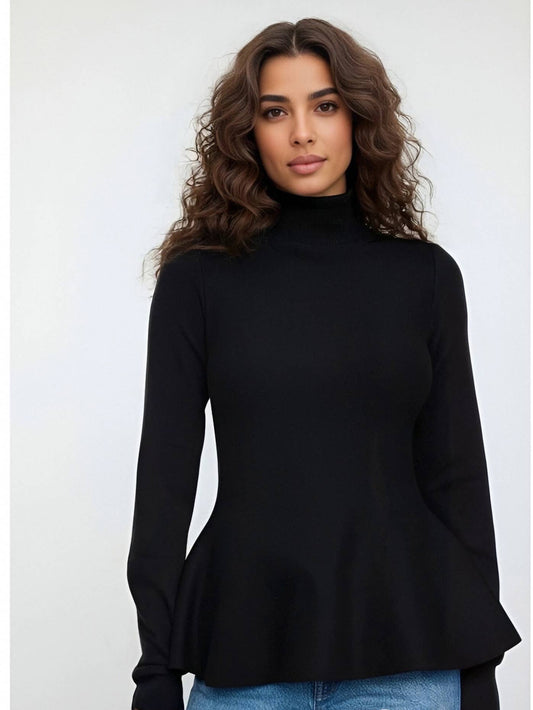 Fashion solid color high neck sweater