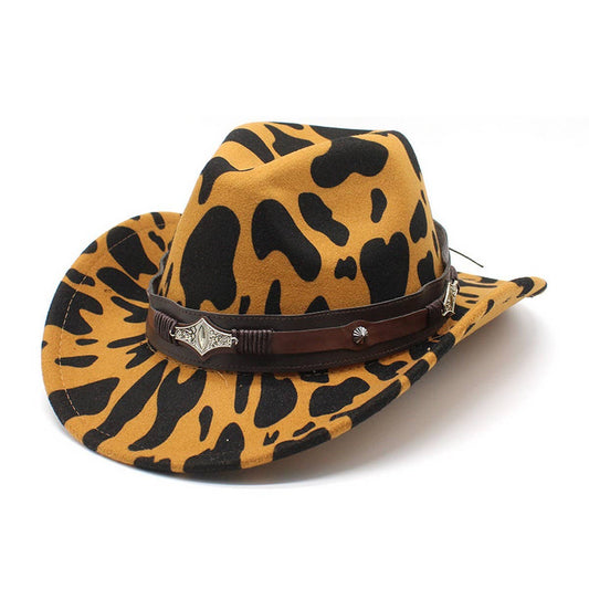 THICKENED COW PATTERN CURLED BRIM DENIM HAT_CWAH2538