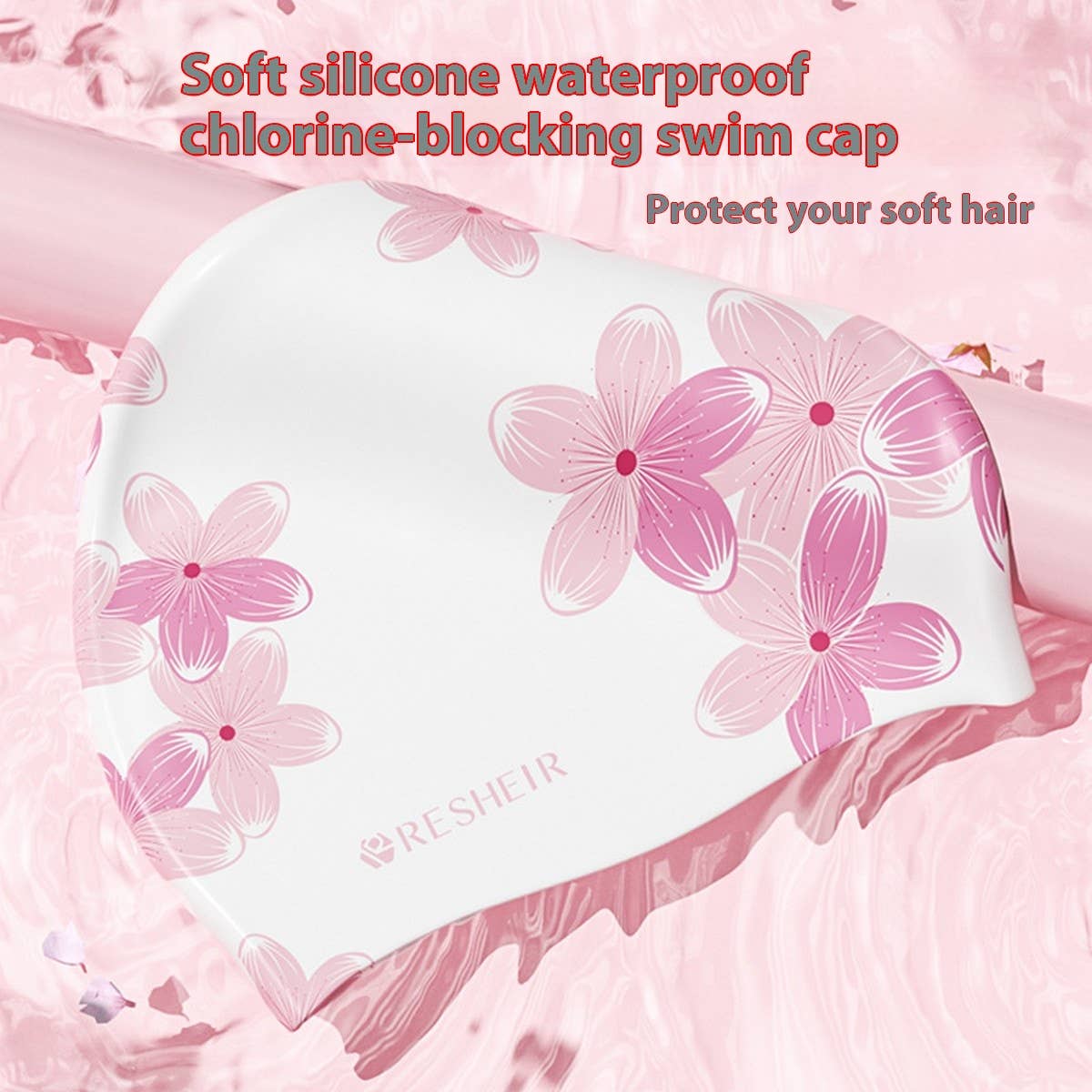 Fashion Silicone Swim Cap with Large Print_CWMM6709