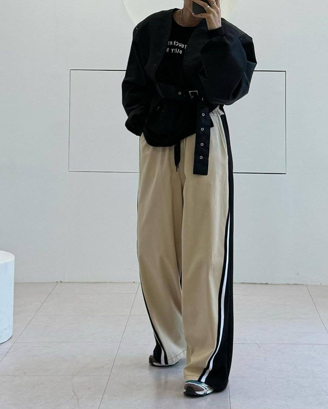 PATCHWORK ELASTIC-WAIST SPORTS SWEATPANTS