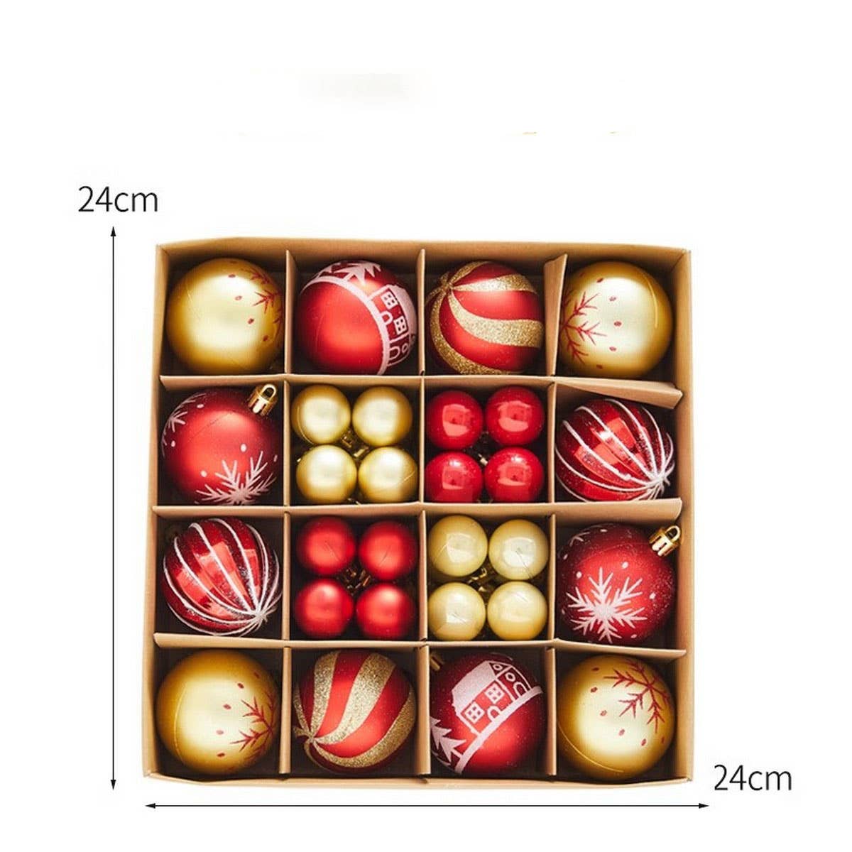 CWMM10427_36PCS CHRISTMAS TREE ORNAMENTS SHINY BAUBLES SET