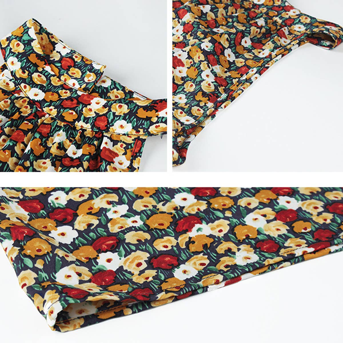 NECKLINE FLORAL HEMLINE DRESS