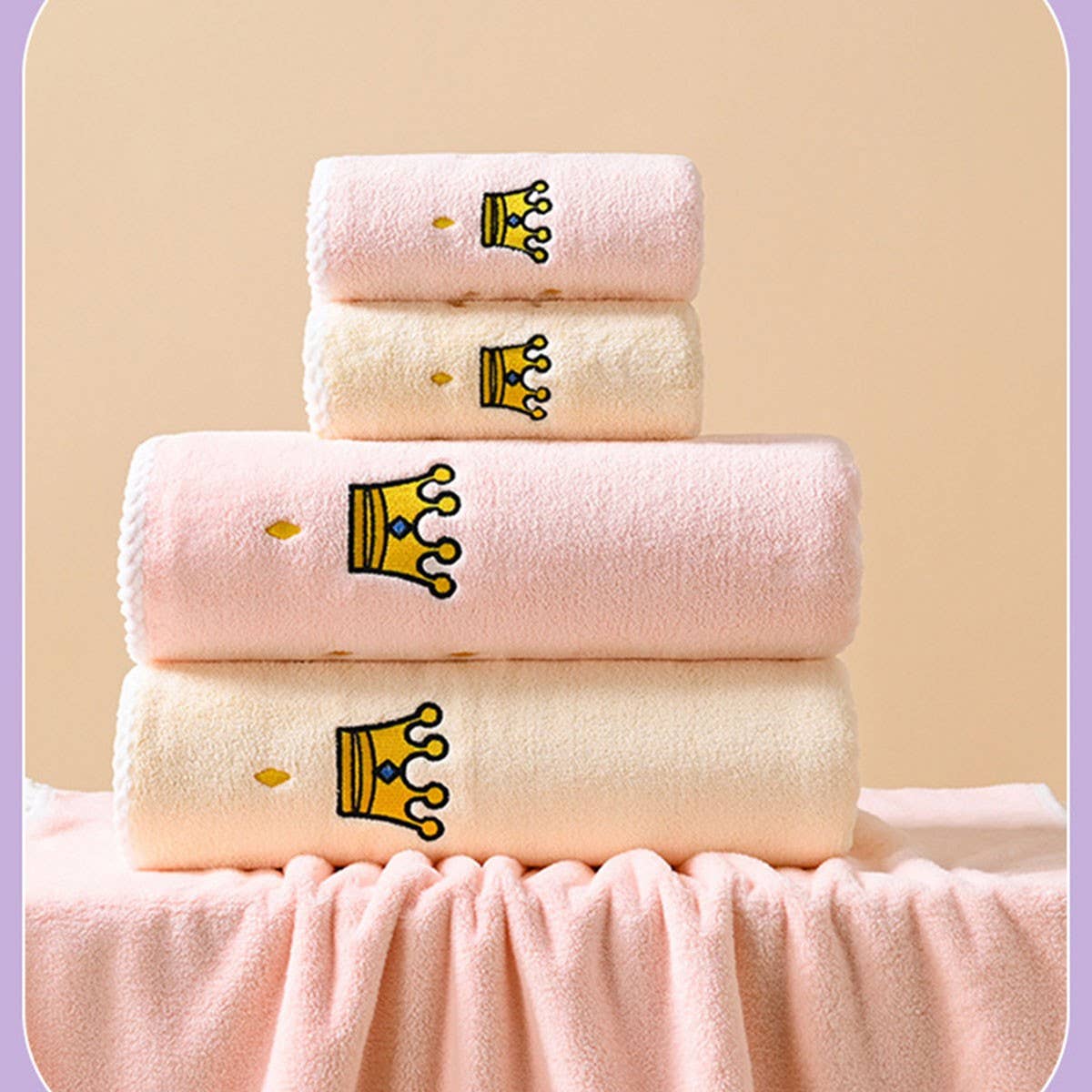 EMBROIDERED THICK CORAL FLEECE BATH TOWEL SET