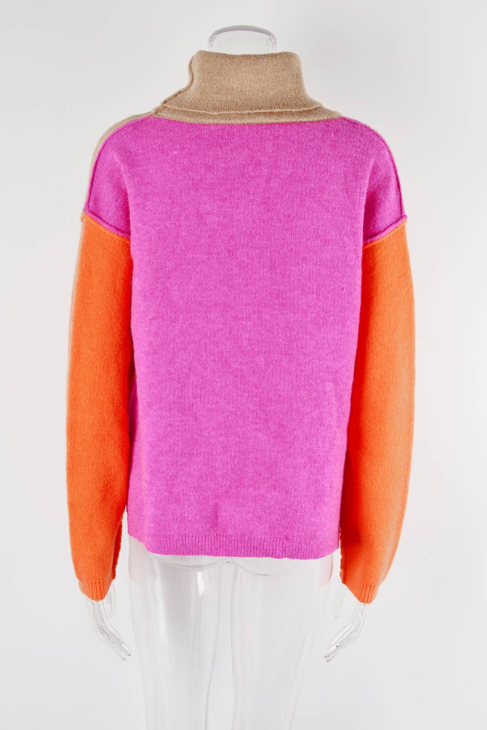 Patchwork Fashion Knit Turtleneck Sweater