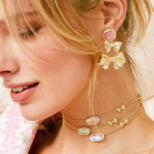 NEW RETRO GOLD BOW FLOWER NECKLACE FOR WOMEN