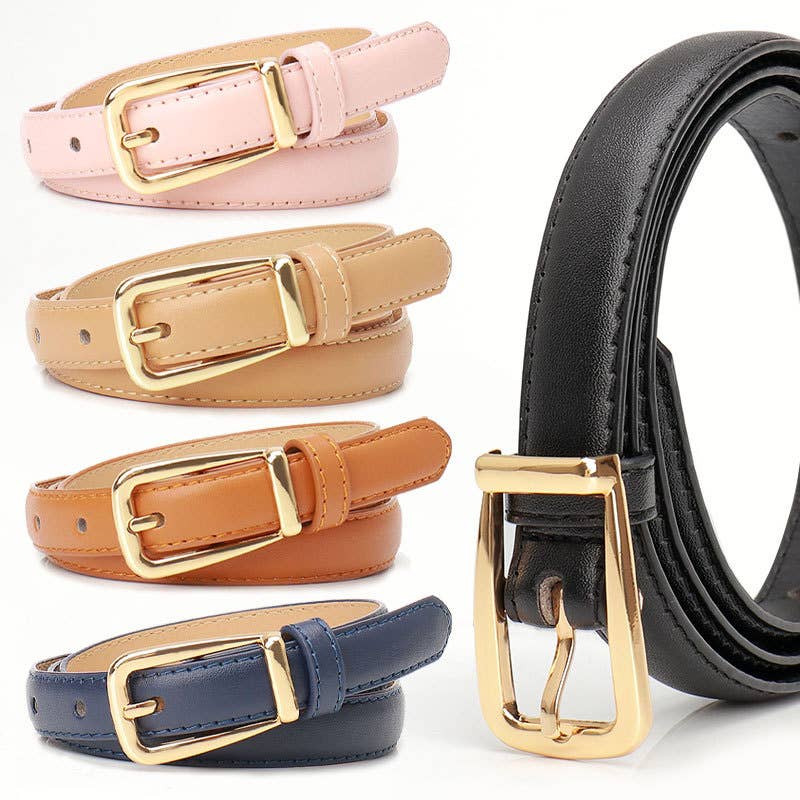 Versatile leopard print pin buckle denim belt