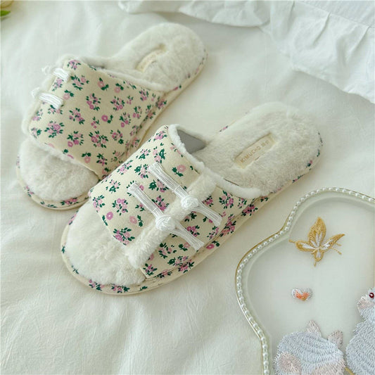 QIPAO BUTTONED WINTER OPEN-TOE HOME SLIPPERS_CWMM2988