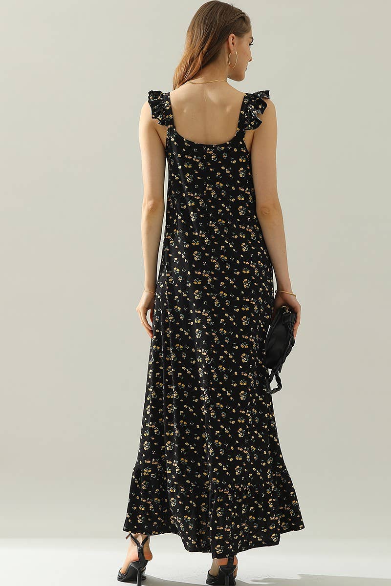 CWDMD772_RUFFLE DETAILED SLEEVELESS MAXI DRESS