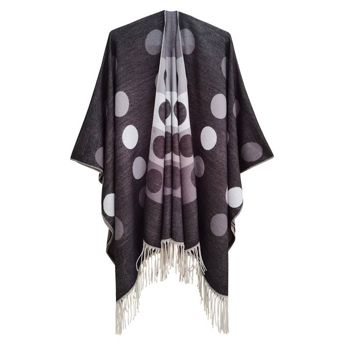 CIRCULAR PATTERN TASSEL SPLIT SHAWL CLOAK