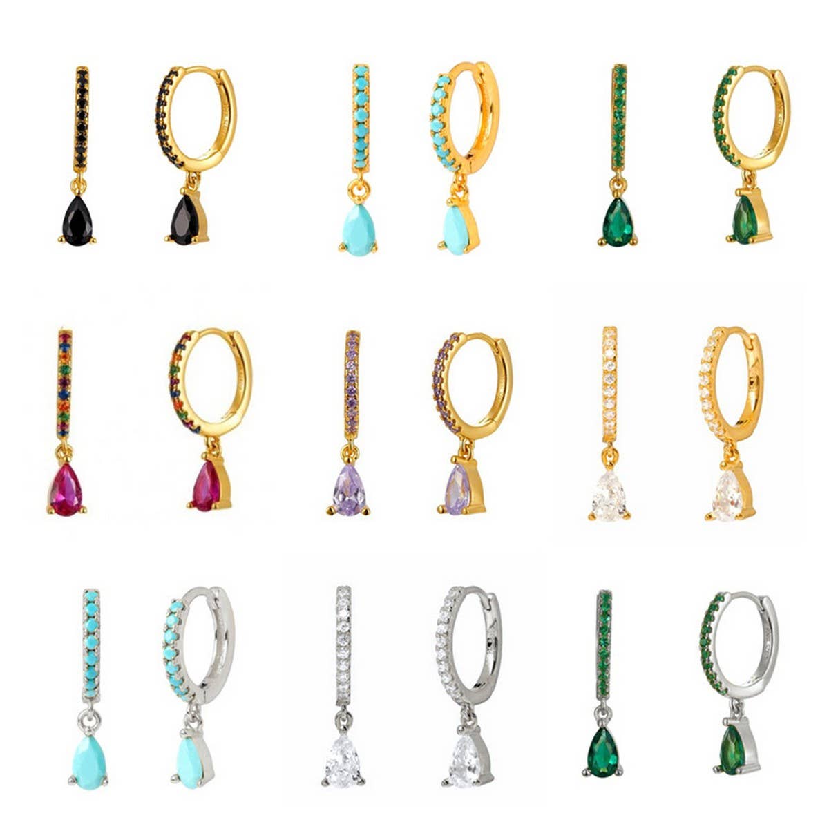 LIGHT LUXURY TEARDROP DIAMOND FRENCH EARRINGS