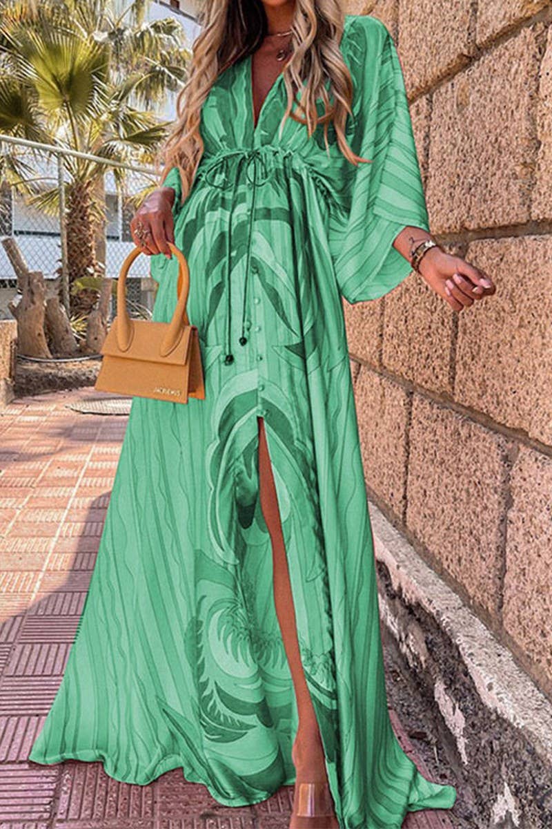 CWDMD5752_FASHIONABLE LOOSE LACE-UP ELEGANT SWING DRESS